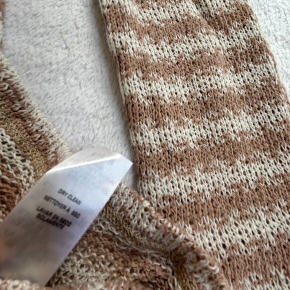 Splendid Womens Medium Brown Cream Striped Knitted Sweater Pullover Lightweight - Picture 5 of 8